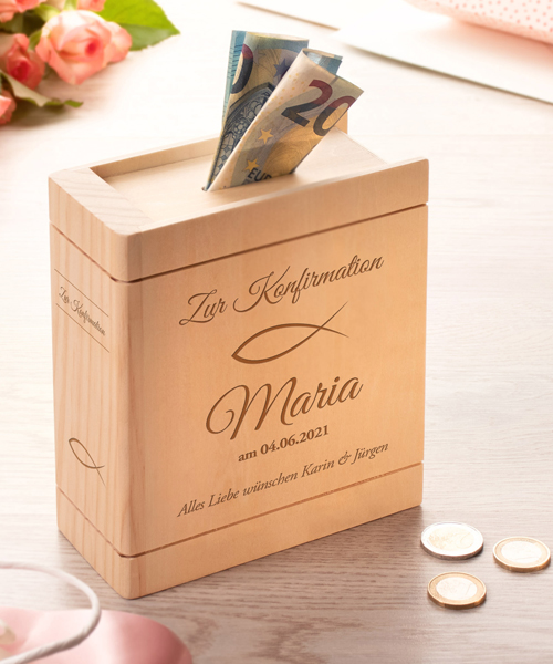 Spardose Buch zur Konfirmation