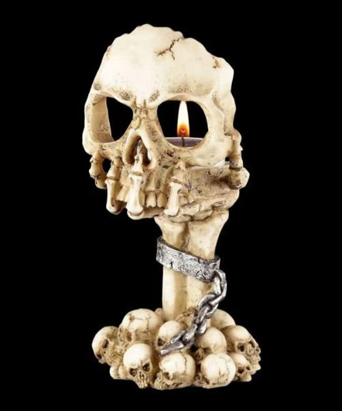 Teelichthalter Skeletthand Mit Totenkopf