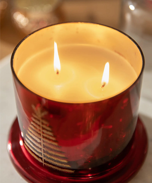 Vergoldeter Baum Glas Cloche Duftkerze